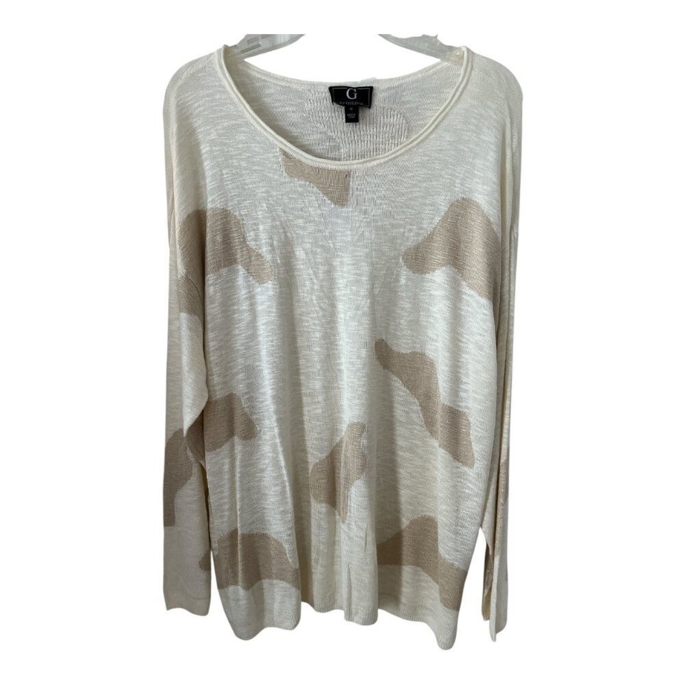 By Giuliana Women’s Cream Long Sleeve Sweater - Size 1X, Abstract Pattern, Plus